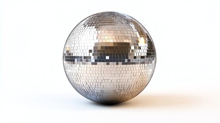 A single, brilliantly shiny disco ball rotates against a dark background.