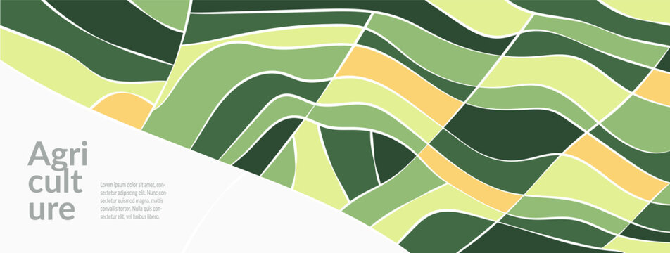 Rice field, vineyards, and wheat in Japan, Vietnam, and Korea. Green patches, paddy, tea, and grain. Ecological layout, agricultural nature, environmental themes. Vibrant abstract graphic design