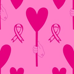 Breast cancer month seamless pink ribbon day mammogram pattern for medical accessories and medicine textiles