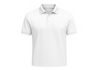 Classic white polo shirt isolated on transparent background, ideal for showcasing designs and logos