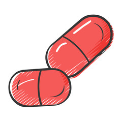 red medical pill icon, red medical pill vector illustration-simple illustration of red medical pill, perfect for red medical pill logos and icons