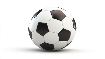 Fototapeta premium A single, vibrant soccer ball is prominently displayed against a plain white background.