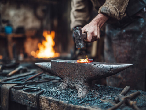 Blacksmith at the Forge: Traditional Metalwork and Artisanal Craftsmanship in Action