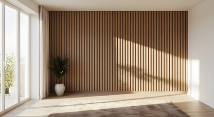 empty room with slatted panel