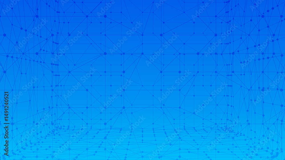 Poster Technology abstract background. Dots connected by lines. Minimalist mesh backdrop. Abstract polygonal shape. Plexus circles.