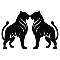 Black silhouette of two tigers facing each other