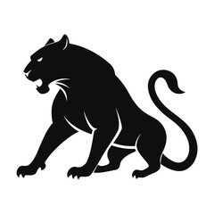 Crouching tiger ready to pounce in silhouette form.