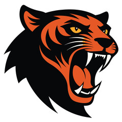 Tiger mid-roar with open mouth silhouette.