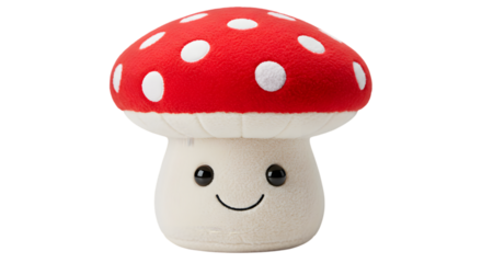 red mushroom plush isolated on white