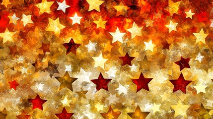 Golden and Red Starry Abstract Background Texture