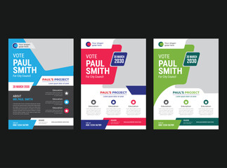 Modern political election vote flyer design template, editable vote campaign flyer leaflet layout vector premium.