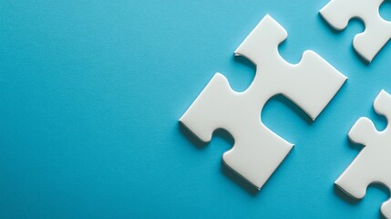 Obraz premium A single, isolated white puzzle piece rests on a vibrant blue background.