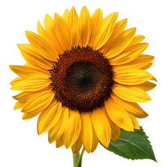 Fototapeta premium Vibrant Single Sunflower Blossom Isolated on White Background