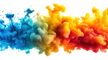 Fototapeta premium Colorful Abstract Smoke Waves in Blue Yellow Orange Red Tones