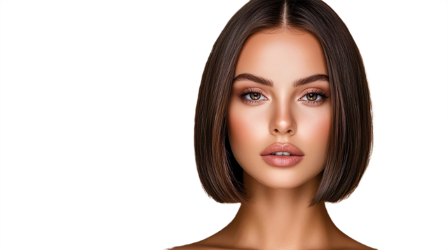 Refined Female Face Side View With Shiny Hair Clean Skin Beauty Studio Shot