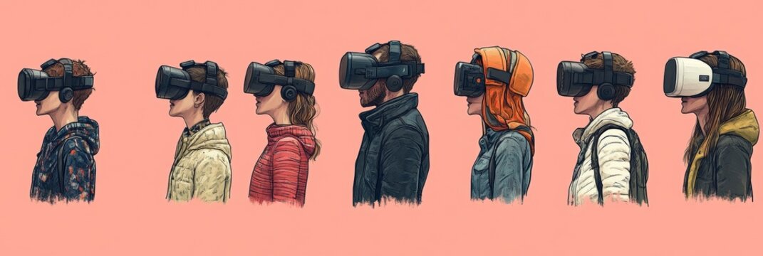 Virtual Horizons' represents a symbol of inclusivity, innovation, connection, future, and technology through a diverse group's exploration of immersive technology