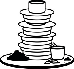 Stack of Dirty Dishes Clipart, National No Dirty Dishes Day