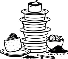 Stack of Dirty Dishes Clipart, National No Dirty Dishes Day
