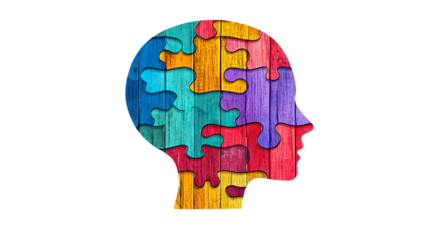 Neurodiversity Puzzle Brain Head Shape Color Segments Representing Cognitive Differences