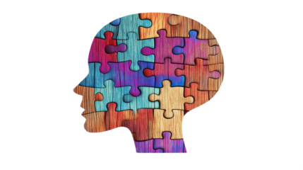 Abstract Brain Made Puzzle Segments Colorful Head Intelligence Spectrum Awareness Thinking