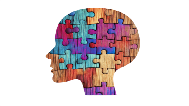 Abstract Brain Made Puzzle Segments Colorful Head Intelligence Spectrum Awareness Thinking