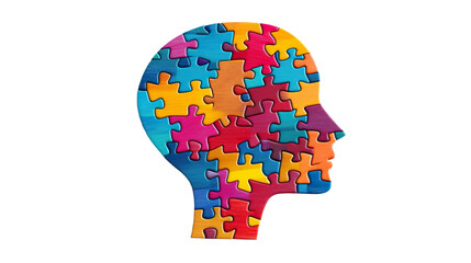 Puzzle Pieces Forming Colorful Brain Head Symbol Psychology Cognition Abstract Knowledge Map