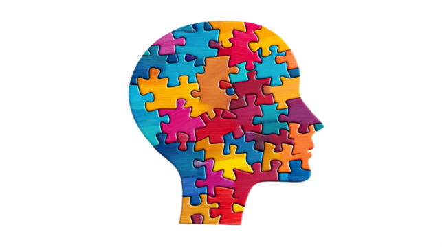 Puzzle Pieces Forming Colorful Brain Head Symbol Psychology Cognition Abstract Knowledge Map