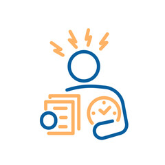 Work overload icon. Vector thin line illustration with editable stroke showing task pressure, deadlines and workplace stress.