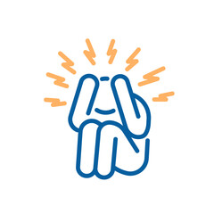 Panic attack icon. Vector thin line illustration with editable stroke showing emotional overload, anxiety crisis and stress symptoms.