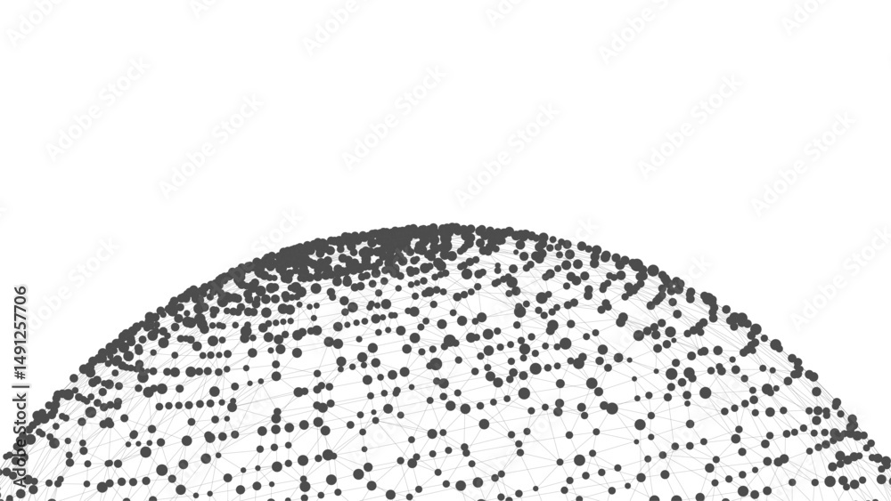 Poster Technology background with copy space. Abstract sphere. Dots connected by lines. Minimalist mesh. Abstract polygonal shape.