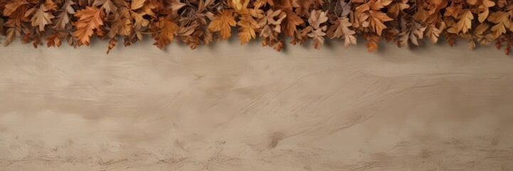 Rustic oak & birch leaves border, autumnal earth tones ,  rustic,  birch leaves,  october