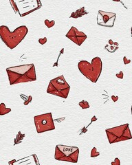 Minimalist Valentine's Day Background – Hearts, Sparkles, and Abstract Lines