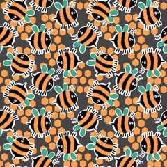 Kids seamless bee pattern for fabrics and packaging and gifts and cards and linens and wrapping paper