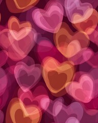 Modern romantic seamless design featuring soft heart shapes and smooth color transition