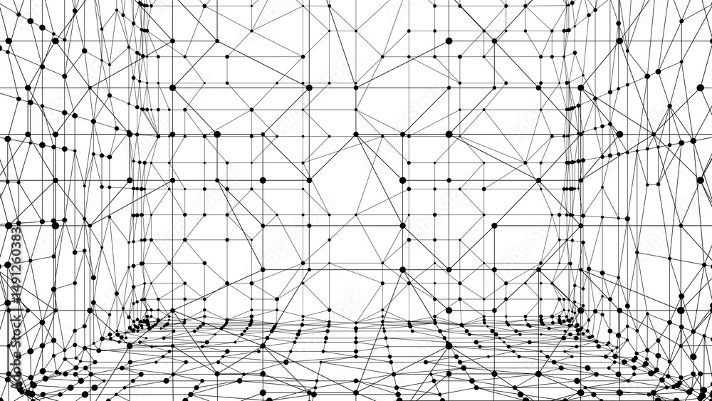 Aufkleber Technology abstract background. Dots connected by lines. Minimalist mesh backdrop. Abstract polygonal shape. Plexus circles.