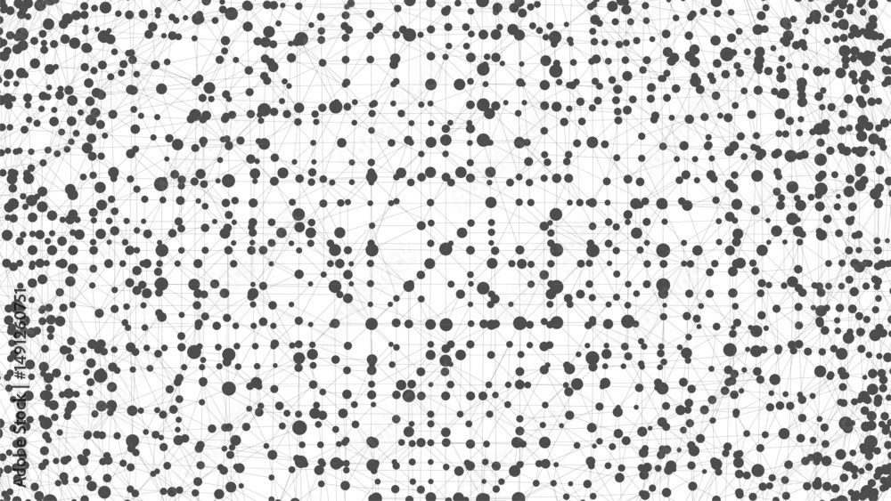 Poster Dots connected by lines. Abstract wave. Minimalist mesh. Abstract polygonal shape.