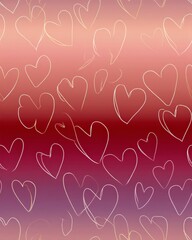 Modern romantic seamless design featuring soft heart shapes and smooth color transition