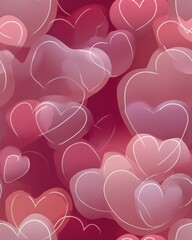 Modern romantic seamless design featuring soft heart shapes and smooth color transition