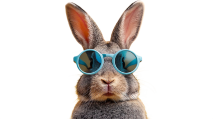 Cool Funny Rabbit In Blue Sunglasses Transparent Background Isolated Digital Art 