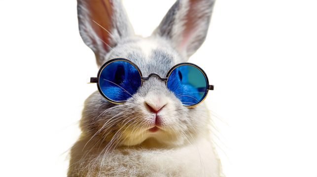 Cool Funny Rabbit In Blue Sunglasses Transparent Background Isolated Digital Art 