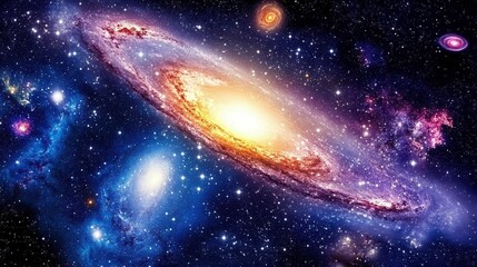 Stunning Spiral Galaxy with Vibrant Cosmic Colors in Night Sky