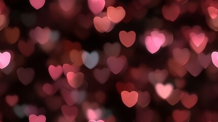 Romantic Seamless Bokeh Pattern – Blurred Heart Lights in Warm Tones