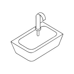 Fototapeta premium Icon of a sink in isometrics in a minimalist design showcasing a stylish and functional kitchen or bathroom fixture on a white background