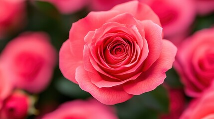 Obraz premium Close-Up View of Vibrant Pink Rose Blossom in Garden Setting