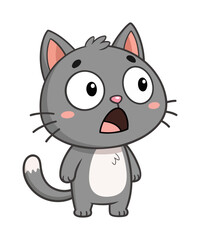 Funny animated feline character with wide eyes, expressive face, and pink nose for children’s content