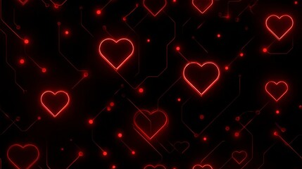 Modern Neon Love Pattern – Seamless Red Hearts