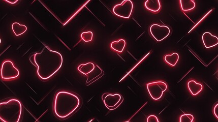 Modern Neon Love Pattern – Seamless Red Hearts