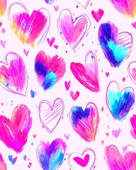 Modern romantic seamless design featuring soft heart shapes and smooth color transition