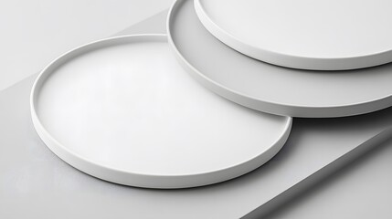 Abstract Minimalist Grey White Round Plates Product Display