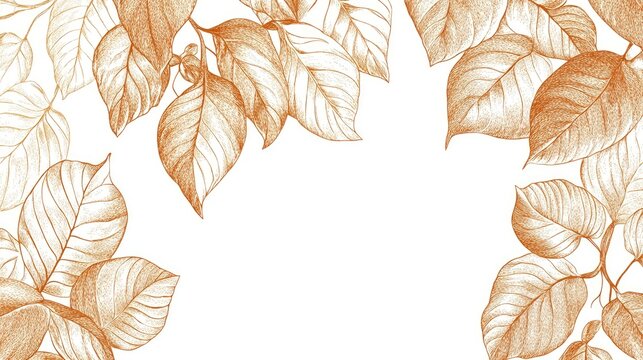 Detailed autumnal foliage sketch framing a white space.